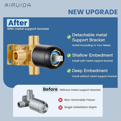 Airuida Shower Faucet Set with Tub Spout,6" Bathtub Faucet-Oil Bronze | Male Threads Rough-In Valve,Round Head Shower System,Tub and Shower Kit Set
