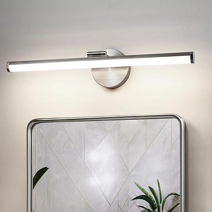 KAISITE Bathroom Light Fixture Over Mirror 22IN Brushed Nickel Vanity Lighting Fixture Dimmable LED Vanity Light Rotatable Modern Bathroom Light Bar 18W 3000K
