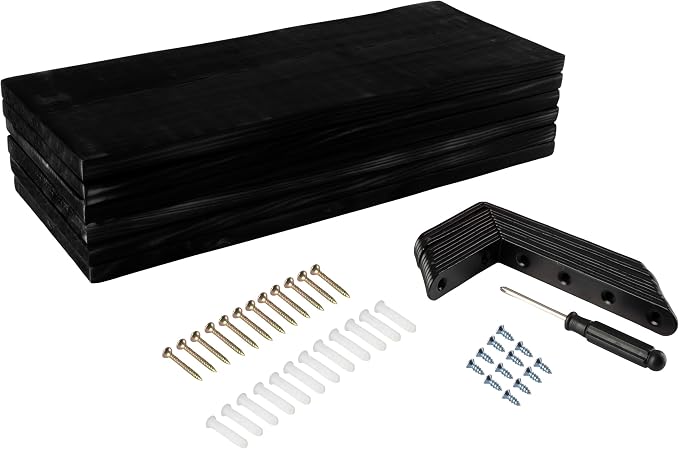 Lavish Home Floating Shelves - Set of 6 Shelves for Living Room, Kitchen, Bedroom, or Bathroom Decor - Wood Floating Shelves for Wall - Farmhouse Wall Décor (Black)