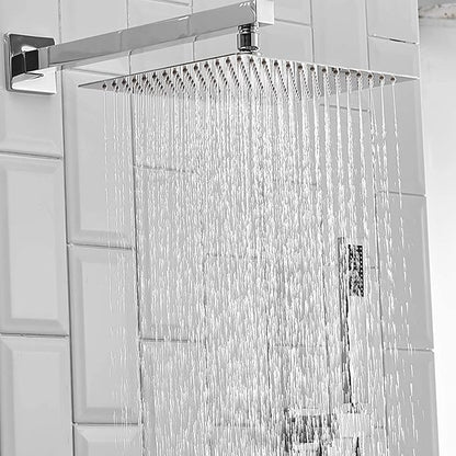 Homevacious 10 Inches Bathroom Luxury Rain Mixer Shower Combo Set Wall Mounted Rainfall Shower Head System Polished Chrome Shower Faucet Rough-in Valve Body and Trim Included