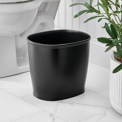 iDesign Slim Plastic Bathroom Trash Can, Black | Small Garbage Bin, For Bedroom, Office, Desk, Dorm