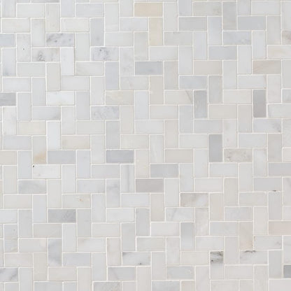 MSI Arabescato Carrara Herringbone Honed Marble Tile for Kitchen Backsplash, Wall Tile for Bathroom, Accent Wall Tile, and Shower Wall Tile