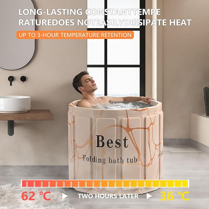 Portable Bathtub for Adult, Foldable Soaking Bathtub for Hot SPA&Ice Bath, Foldable Small Bathtub collapsible bathtub for Bathing, 6-layer Insulated portable tub,Space-Saving(Fantasy 27.5X26.6IN)