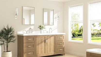 Brushed Nickel Mirror 22" x 30" Rectangle Beveled Frame Bathroom Vanity Mirror for Over Sink Brushed Nickel, Tempered Glass, Stronger Frame, Modern Farmhouse Bedroom, Entryway