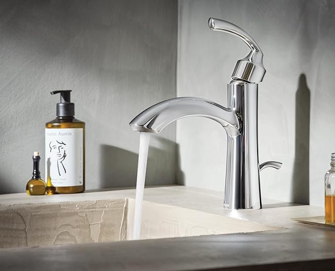 Moen 6170 Glyde Single Handle Bathroom Sink Faucet with Optional Deckplate, Chrome