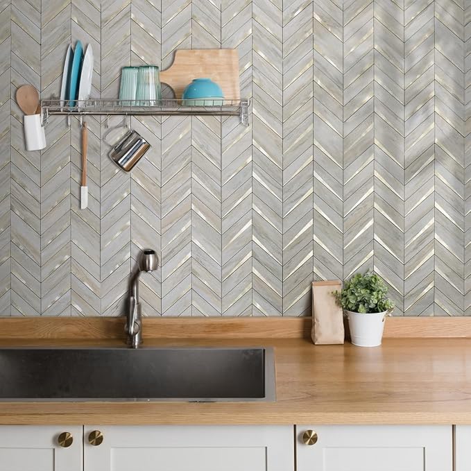 DICOFUN 1 Sheet Beige Slate Peel and Stick Backsplash, Faxu Stone PVC Stick on Backsplash Wall Tiles for Kitchen and Bathroom