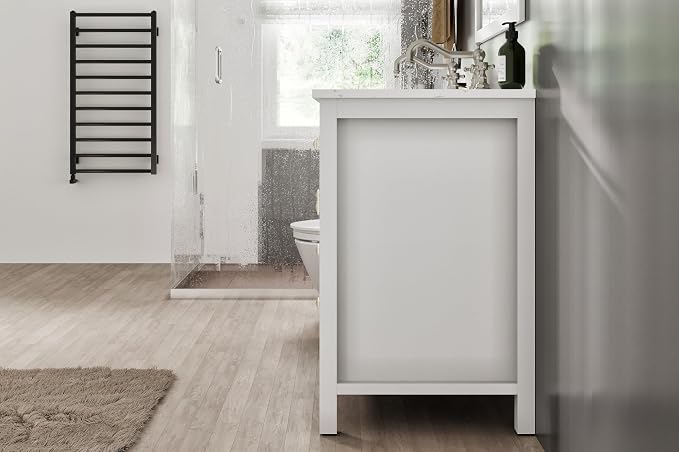 Artemis 48 in. White Double Sink Bath Vanity with Engineered Top and Undermount Porcelain Sinks