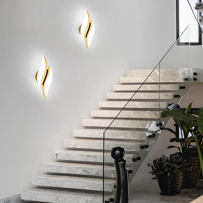 CANEOE Modern LED Wall Sconce 6000K Gold Indoor Wall Light Fixtures Acrylic Wall Sconce Lighting for Living Room Bedroom Bedside Bathroom Hallway Stairway Wall Lamp (Gold, 1 Pack, 6000K)