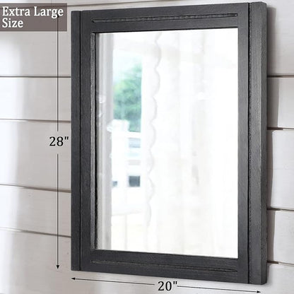 AAZZKANG Large Mirrors for Wall Black 28"x20" Rectangle Wood Framed Mirror Decorative Wall Mirror for Bedroom Living Room