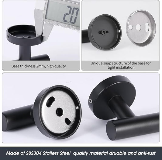 18 Piece Matte Black Bathroom Hardware Set, Towel bar Set for Bathroom | 24 inch Towel bar, Bathroom Towel Rack, Towel Ring, Toilet Paper Holder, Towel Hook, Bathroom Accessories Set