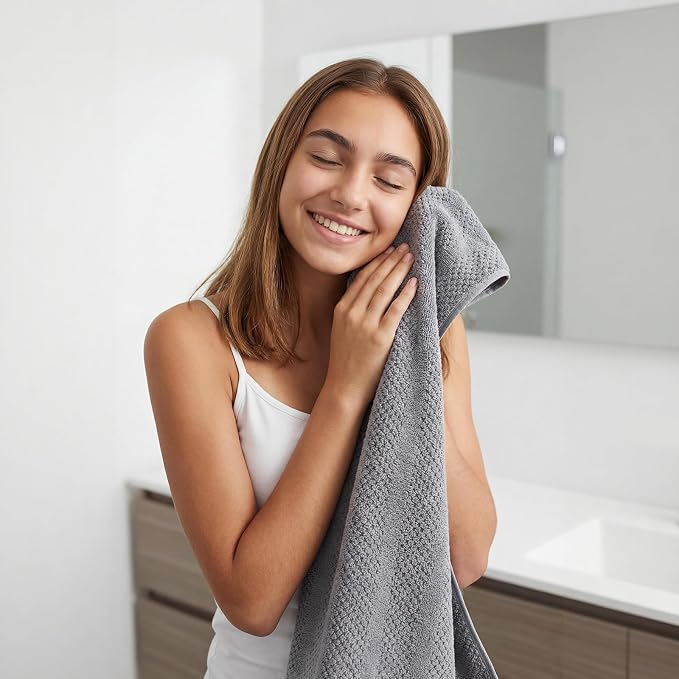 ecolook Microfiber Bath Towels Set of 2, 31 x 63 Inch Extra Large Bath Towel Set, Super Soft & Highly Absorbent, Quick Dry Lightweight Towels for Bathroom, Gym, Spa, Pool & Travel, Dark Gray