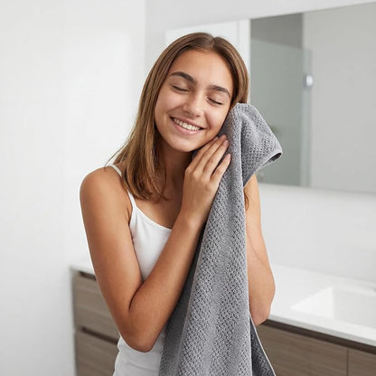 ecolook Microfiber Bath Towels Set of 2, 31 x 63 Inch Extra Large Bath Towel Set, Super Soft & Highly Absorbent, Quick Dry Lightweight Towels for Bathroom, Gym, Spa, Pool & Travel, Dark Gray