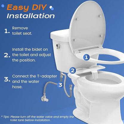 SAMODRA Ultra-Slim Bidet Attachment for Toilet - Self Cleaning Nozzle Hygienic Bidets for Existing Toilets - Adjustable Water Pressure Fresh Water Sprayer Toilet Bidet - Easy to Install