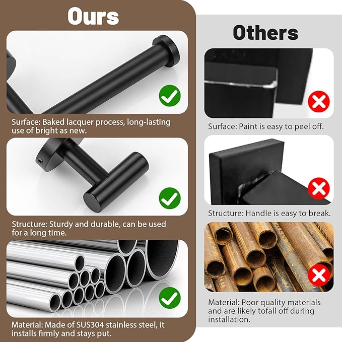Matte Black Towel Bar Set Bathroom Hardware Set, 4-Piece Towel Holder Set for Bathroom SUS304 Stainless Steel Bathroom Accessory Set 19.68 in
