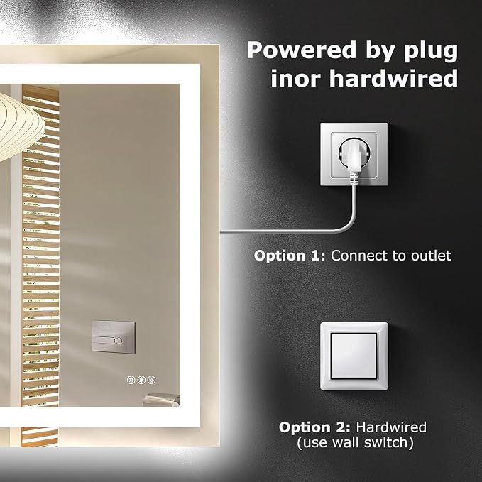 Hivone 72"X32" LED Bathroom Mirror with Lights, Anti-Fog, Dimmable, Backlit + Front Lit, Smart Bathroom Vanity Mirror, Memory Function, Shatterproof, Tempered Glass (Horizontal/Vertical)