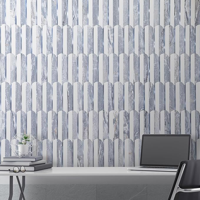 DICOFUN 10-Sheet Grey & White Peel and Stick Backsplash for Kitchen, PVC Stick on Backsplash Wall Tiles