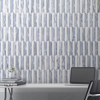 DICOFUN 10-Sheet Grey & White Peel and Stick Backsplash for Kitchen, PVC Stick on Backsplash Wall Tiles