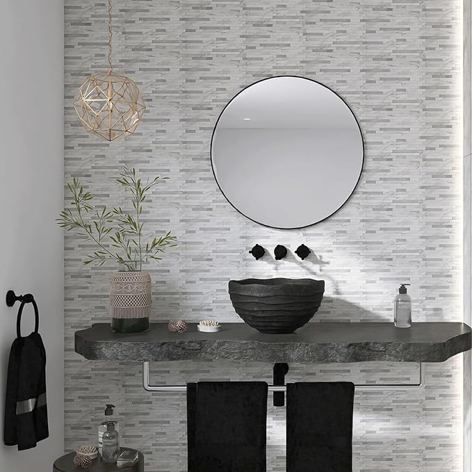Peel and Stick Backsplash for Kitchen | Self-Adhesive Metal Silver White Marble Subway Tiles | Decorate Kitchen Laundry Fireplaces, 10PCS