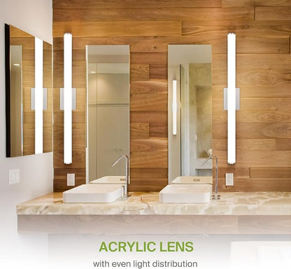 ASD 36" LED Linear Vanity Light Fixture, Modern Bathroom Sconce — 3 Color 3000K-5000K, Dimmable, 30W 2100LM, Energy Star & ETL Listed — Over Mirror Makeup Bar for Bedroom, Cabinets — Nickel, 4 Pack