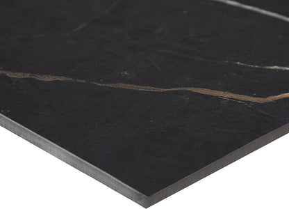 Daltile Perpetuo 24" X 24" Porcelain Marble Look Floor Tile in Polished Infinite Black (4 pieces per carton) (15.20 sqft per carton)