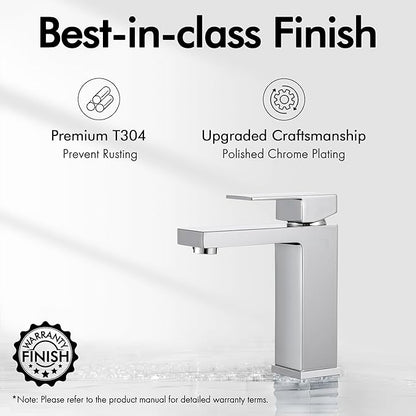 KES Chrome Bathroom Sink Faucet Single Hole Bathroom Faucets Single Handle for Modern Washroom Vanity RV Farmhouse Sink cUPC Certified Lead-Free, L3120ALFF12-CH