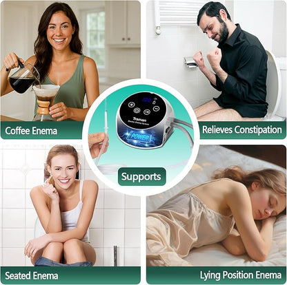 TRAMAN-Enema-Kit, Detox-Enemas for Colon-Cleanse for Women Men, Coffee Enema Coffee-Organic Cleanse Kit, Electric Water Flow Speed Control with LCD Display, Pressure Spray, External Water Supply