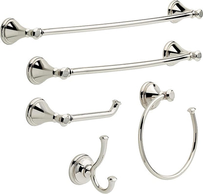 DELTA Cassidy 18 inch Glass Shelf With Towel Bar, Polished Nickel, Bathroom Accessories, 79710-PN