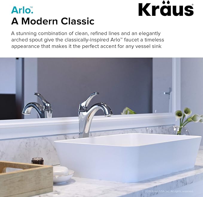 KRAUS KVF-1200BG Arlo™ Brushed Gold Tall Vessel Bathroom Faucet with Pop-Up Drain