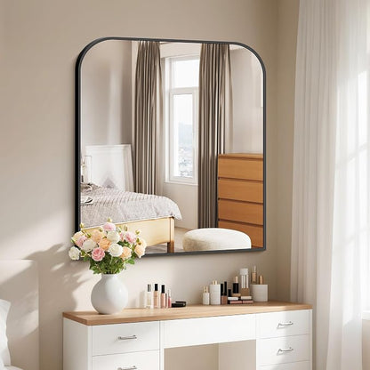 COFENY Bathroom Mirror, 36x40 inch Large Black Rectangle Wall Mounted Mirror with Thin Frame, Bathroom Vanity Mirrors for Over Sink, Entryway, Living Room, Bedroom