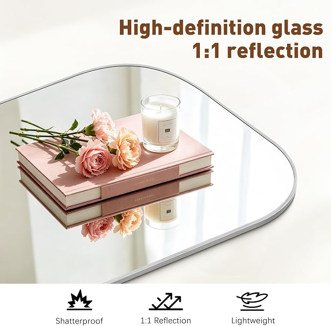 YIROMAN Bathroom Mirrors for Over Sink,36"x36" Silver Vanity Mirror | Thin Brushed Aluminum Frame,HD tempered glass, Rectangular,Rounded & Right-angle Corners,Sink,Entryway,Bedroom