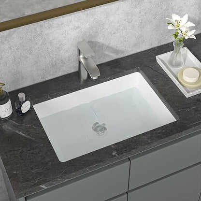 Sarlai Undermount Bathroom Sink - 22"x16" Vanity Sink Pure White Rectangular Undermount Vessel Sink Porcelain Ceramic Lavatory Vanity Bathroom Sink