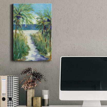 Renditions Gallery Coastal Canvas Wall Art Paintings & Prints Tropical Ocean Palm Trees Romantic Modern Decorations Nature Wall Hanging for Bedroom Living Room Office Kitchen - 32"x48" LT02