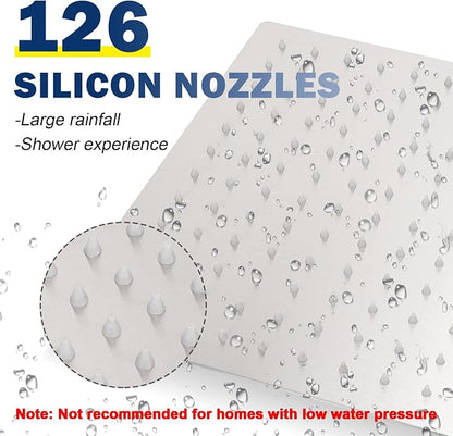 NearMoon Rain Shower Head, High Flow Stainless Steel Rainfall Shower, High Pressure Design, Awesome Shower Experience Even At Low Water Flow (12 Inch Rectangle, Brushed Nickel)