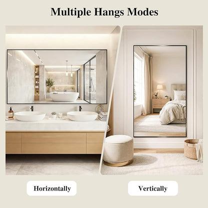 Koonmi Black Mirrors for Wall, 30x36 Inch Bathroom Mirror, Rectangular Wall Mirror for Living Room Bedroom Bathroom, Hangs Horizontally or Vertically