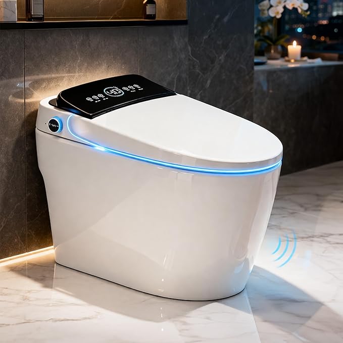 Smart Toilet with Bidet, Bidet Toilet, Modern Smart Toilets, Inteligente Japanese Toilet Seat,Toilet with Bidet Built in, Tankless Electric Toilet With Auto Open/Close Lid, Warm Water, Heated Seat
