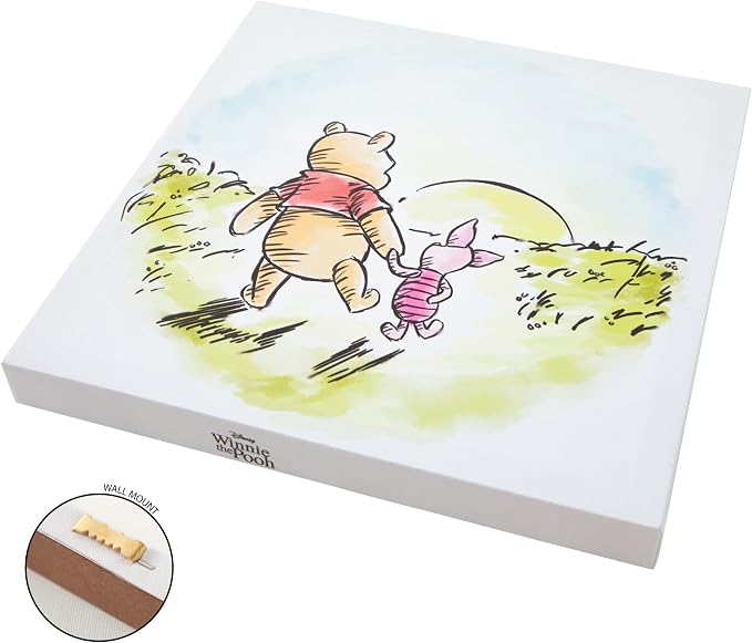 Disney Winnie the Pooh LED Canvas Wall Art,4-Pack Kids Room Decor,Light-Up Wall Hangings, Each 11"x11",Nursery & Bedroom Decoration Set