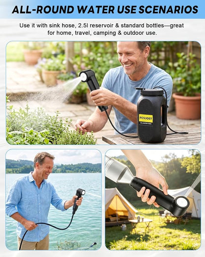 Portable Bidet for Travel, Electric Rechargeable Bidet with 1600mAh Battery, 2.5L Tank, Dual Spray Modes (Jet/Shower), IPX6 Waterproof Personal Hygiene Sprayer for Home, Camping, Women, Men