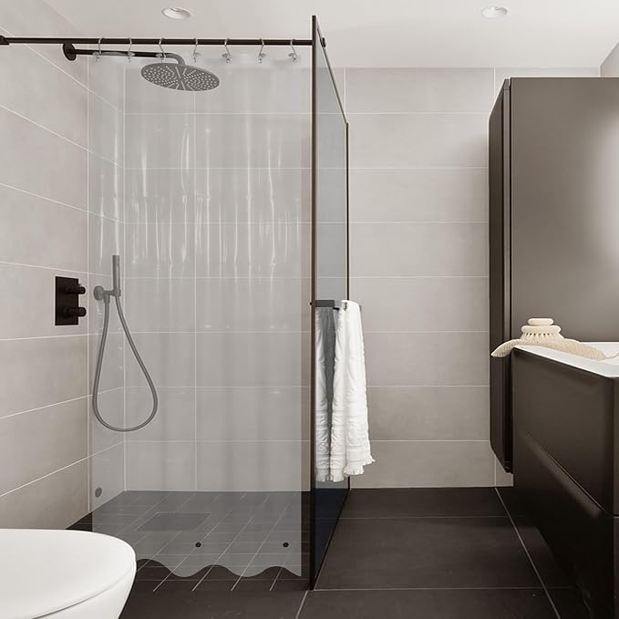 Mrs Awesome Stall Shower Curtain Liner 36x72, Clear | 3 Bottom Magnets,7 Rustproof Grommets,PEVA Plastic Shower Liner for Bathroom Lightweight & Waterproof, 36 x 72