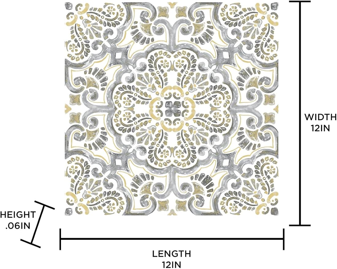 FloorPops FP2947 Antico Peel & Stick Floor Tiles, Multicolor (Pack of 6)
