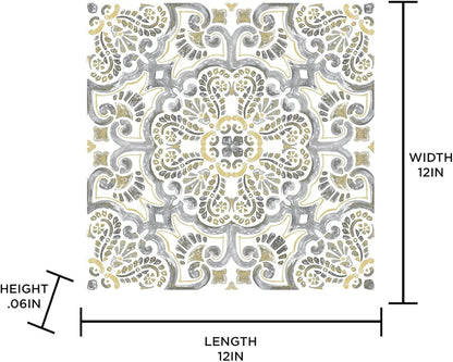 FloorPops FP2947 Antico Peel & Stick Floor Tiles, Multicolor (Pack of 6)