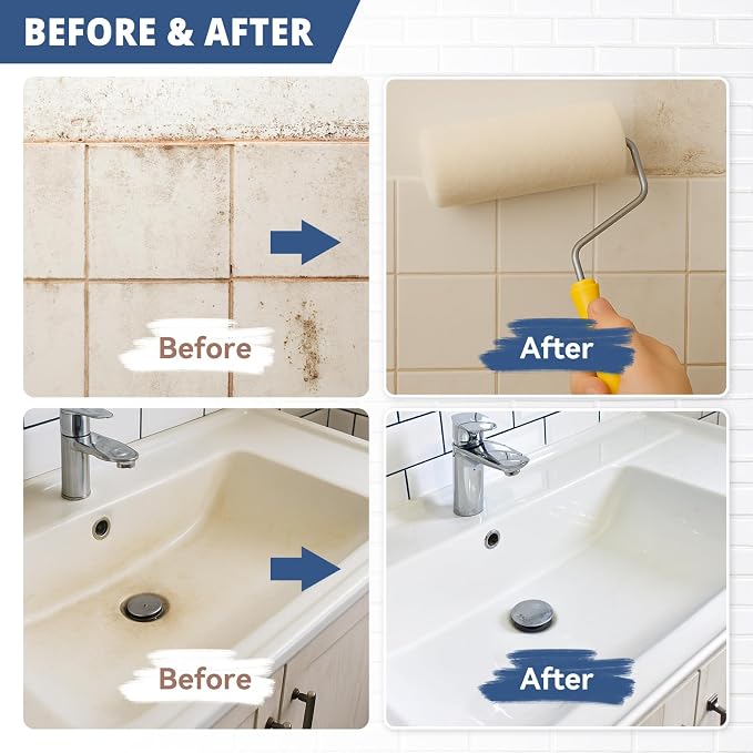 DWIL Tub Paint, Tub and Tile Refinishing Kit with Tools, White Bathtub Paint Water Based &Low Odor, Easy to Use for Sink Bathroom Shower, Semi-Gloss White 3 Pack/150sq.ft