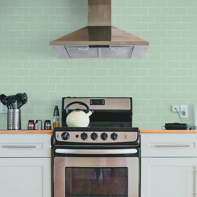 STICKGOO Subway Tile Peel and Stick Backsplash, Thicker Design 12" x 12" Stick on Backsplash Tiles for Kitchen, Bathroom, Wall Tile (10 Sheets, Light Green)