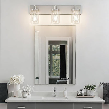 Aipsun Brushed Nickel Bathroom Light Fixtures 3 Lights Vanity Light for Bathroom Lighting Fixtures Over Mirror(Exclude Bulb)