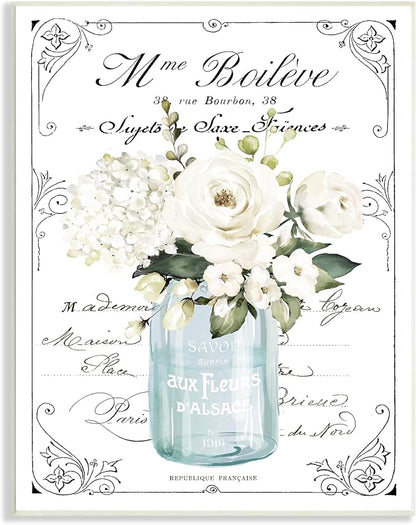 Vintage Parisian Floral Bouquet, 10 x 15 Inch Mounted Print on Wall Plaque | Stupell Industries · By Lettered and Lined · Ready to hang · Made in USA