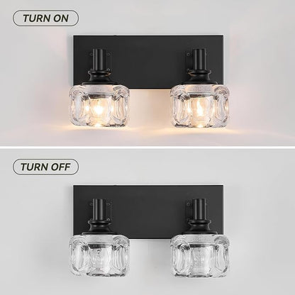 Farmhouse Vanity Light Fixtures 2-Light Bathroom Vanity Light Black Vanity Lights for Bathroom(13.3inches in Length)