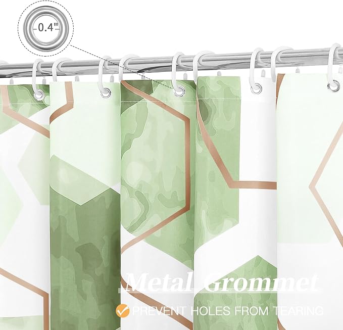 Litabel Long Shower Curtain for Bathroom, Geometric Bathroom Decor 72x78 | Long Modern Minimalist Shower Curtais, Sage Green Geometric Art Print Abstract Waterproof Bath Curtain