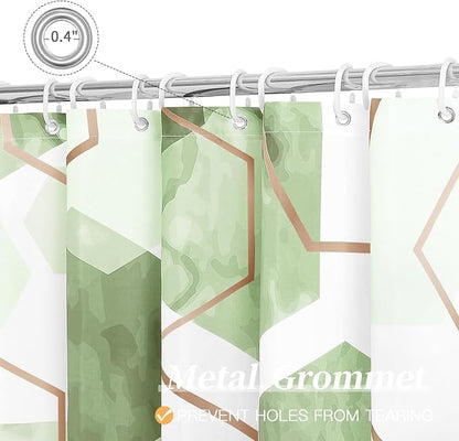 Litabel Small Stall Shower Curtain Set, Geometric Bathroom Decor 36x72 | Narrow Half Modern Minimalist Shower Curtais, Sage Green Geometric Art Print Abstract Waterproof Bath Curtain