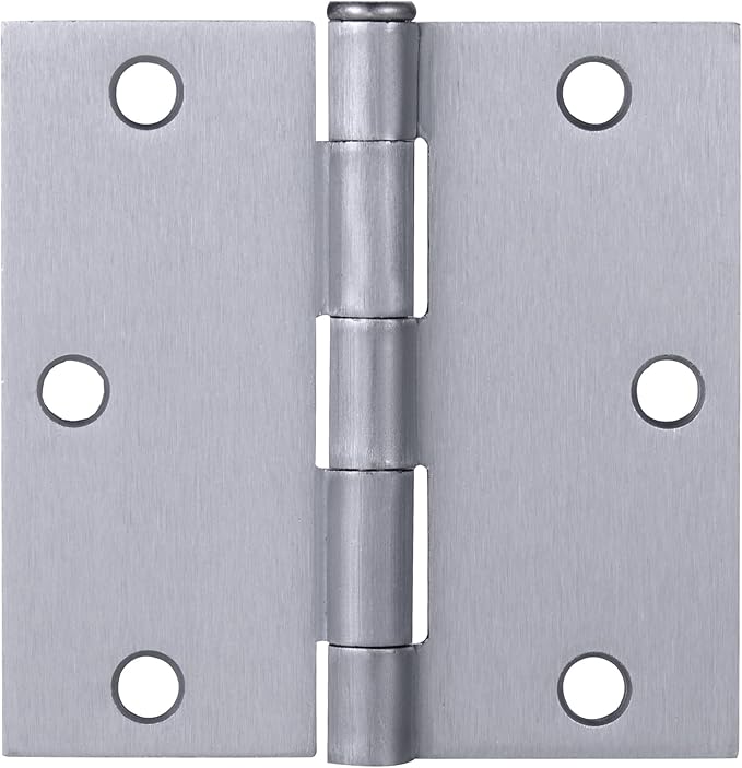 Design House 6-Pack Brushed Chrome Interior Door Hinges – 3.5-inch x 3.5-inch – Square Corner Radius Steel Door Hinge – Fits Standard Doors – Design House 185926