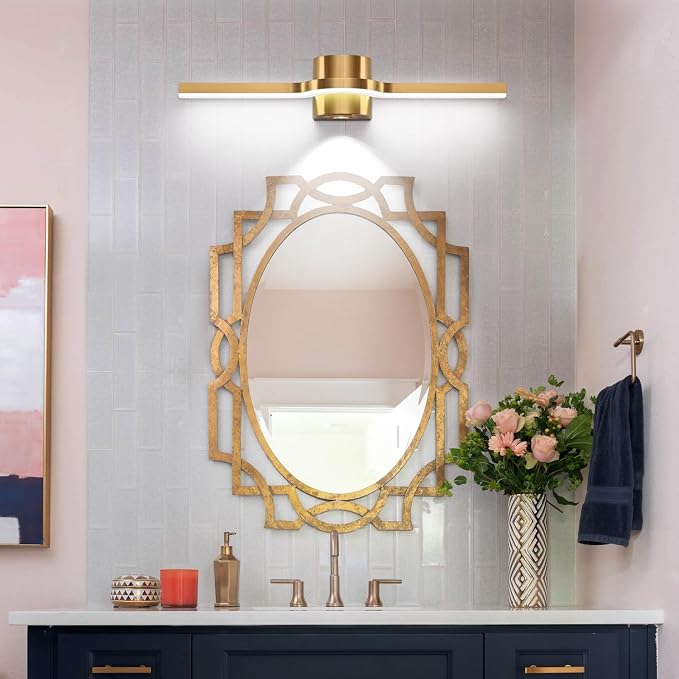 SOLFART Brushed Bronze LED Bathroom Light Fixtures 24 Inch Dimmable Bathroom Vanity Lights Modern Wall Light for Bath Vanity Lighting Fixtures D