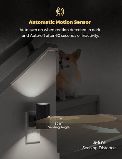 L LOHAS LED Motion Sensor Night Light, [2 Pack] Bright Nightlight, 5000K Daylight White, Motion Activated Night Light, Dimmable 0-100LM, Motion Sensor Light Indoor Plug in for Kids, Bedroom, Bathroom